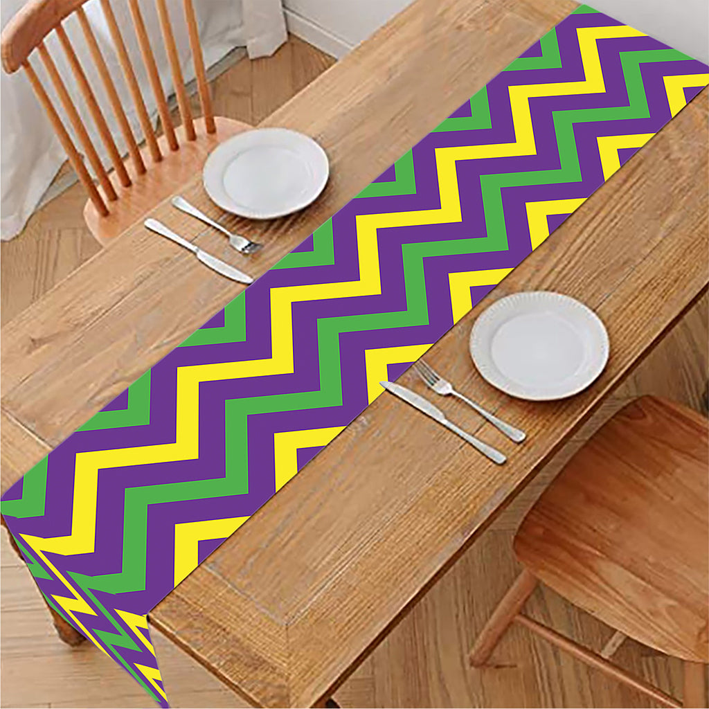 Mardi Gras Chevron Pattern Print Table Runner
