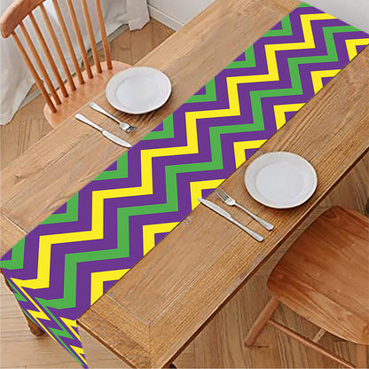 Mardi Gras Chevron Pattern Print Table Runner