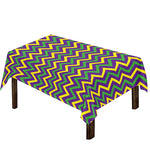 Mardi Gras Chevron Pattern Print Tablecloth