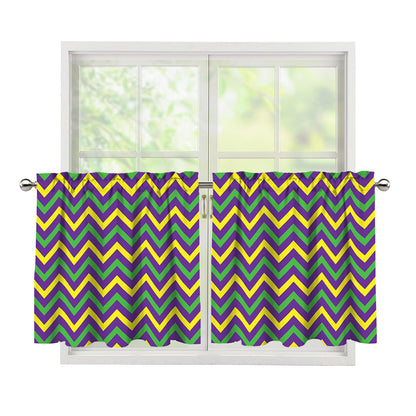 Mardi Gras Chevron Pattern Print Tier Curtains
