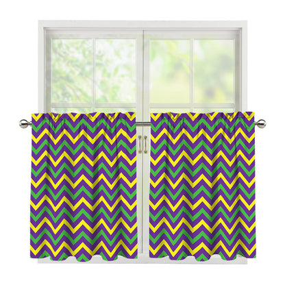 Mardi Gras Chevron Pattern Print Tier Curtains