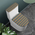 Mardi Gras Chevron Pattern Print Toilet Lid And Tank Cover Set