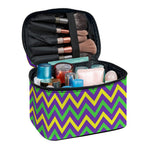 Mardi Gras Chevron Pattern Print Travel Makeup Bag