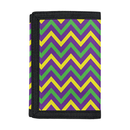 Mardi Gras Chevron Pattern Print Trifold Wallet