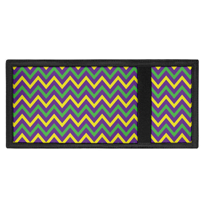 Mardi Gras Chevron Pattern Print Trifold Wallet