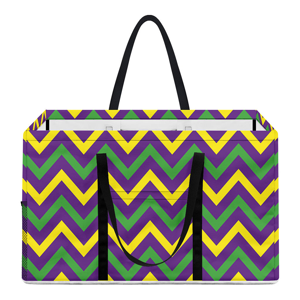 Mardi Gras Chevron Pattern Print Utility Tote Bag