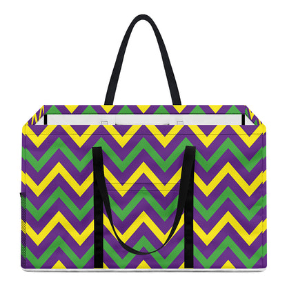 Mardi Gras Chevron Pattern Print Utility Tote Bag