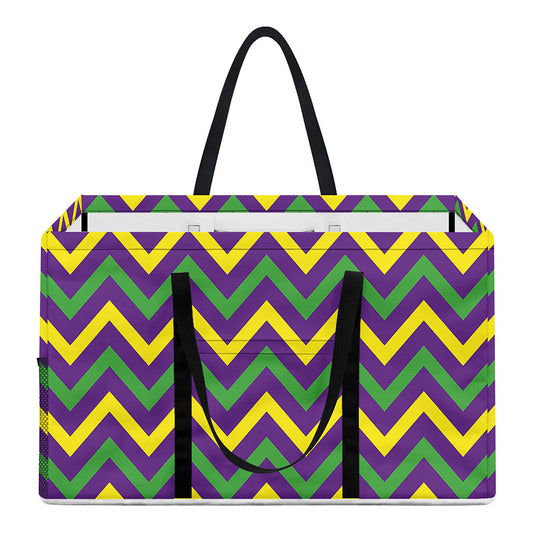 Mardi Gras Chevron Pattern Print Utility Tote Bag