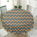 Mardi Gras Chevron Pattern Print Waterproof Round Tablecloth