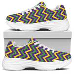 Mardi Gras Chevron Pattern Print White Chunky Shoes