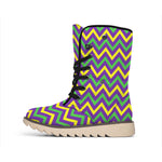 Mardi Gras Chevron Pattern Print Winter Boots