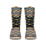 Mardi Gras Chevron Pattern Print Winter Boots