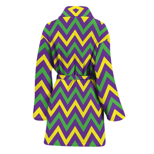 Mardi Gras Chevron Pattern Print Women's Bathrobe