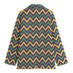 Mardi Gras Chevron Pattern Print Women's Blazer