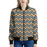 Mardi Gras Chevron Pattern Print Women's Bomber Jacket