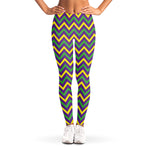 Mardi Gras Chevron Pattern Print Women's Leggings