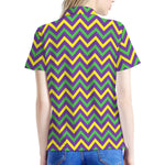 Mardi Gras Chevron Pattern Print Women's Polo Shirt
