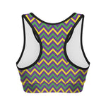 Mardi Gras Chevron Pattern Print Women's Sports Bra