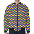 Mardi Gras Chevron Pattern Print Zip Sleeve Bomber Jacket
