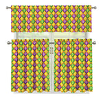 Mardi Gras Diamond Pattern Print 3 Piece Kitchen Curtains