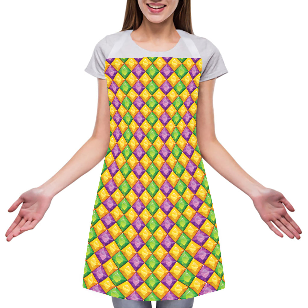 Mardi Gras Diamond Pattern Print Adjustable Apron