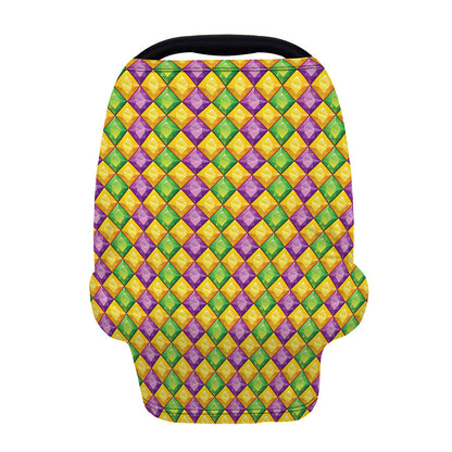 Mardi Gras Diamond Pattern Print Baby Seat Cover