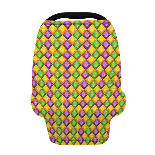 Mardi Gras Diamond Pattern Print Baby Seat Cover