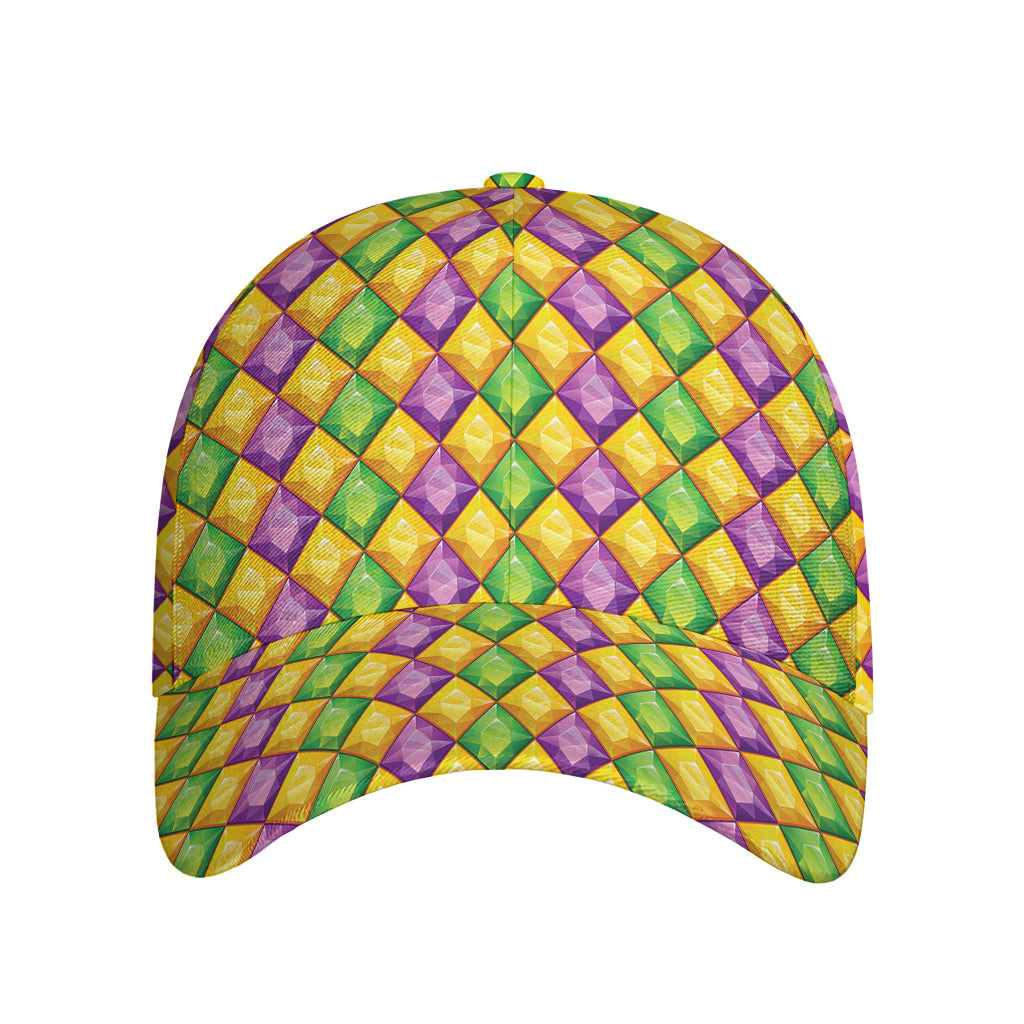 Mardi Gras Diamond Pattern Print Baseball Cap