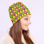 Mardi Gras Diamond Pattern Print Beanie