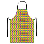 Mardi Gras Diamond Pattern Print Bib Apron With Pocket