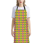 Mardi Gras Diamond Pattern Print Bib Apron With Pocket