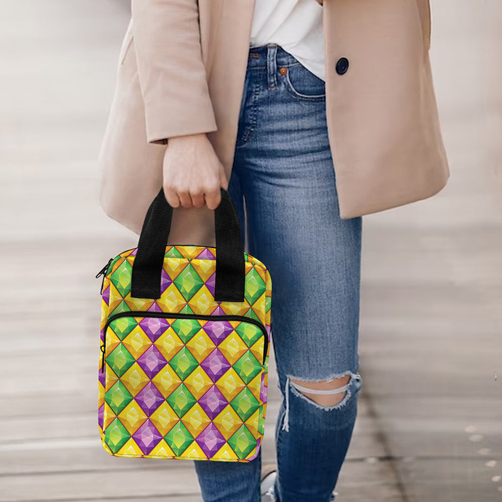 Mardi Gras Diamond Pattern Print Bible Tote Bag