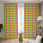 Mardi Gras Diamond Pattern Print Blackout Pencil Pleat Curtains