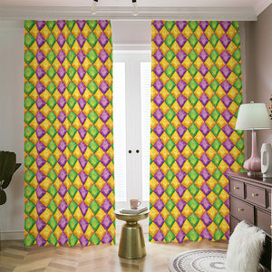 Mardi Gras Diamond Pattern Print Blackout Pencil Pleat Curtains