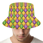 Mardi Gras Diamond Pattern Print Bucket Hat
