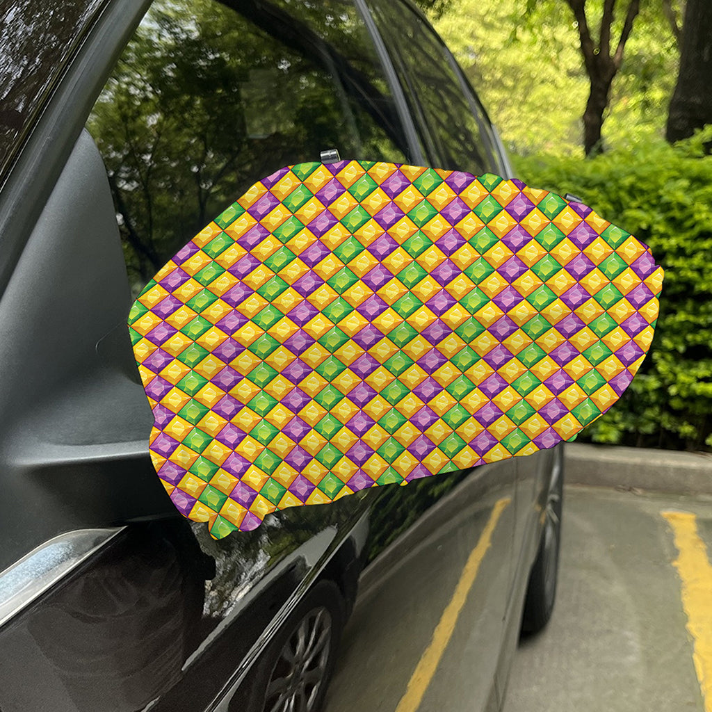 Mardi Gras Diamond Pattern Print Car Side Mirror Covers