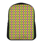 Mardi Gras Diamond Pattern Print Casual Backpack