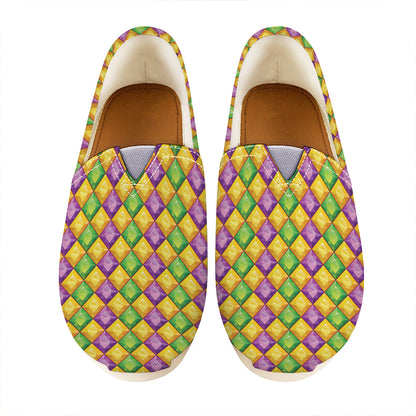 Mardi Gras Diamond Pattern Print Casual Shoes