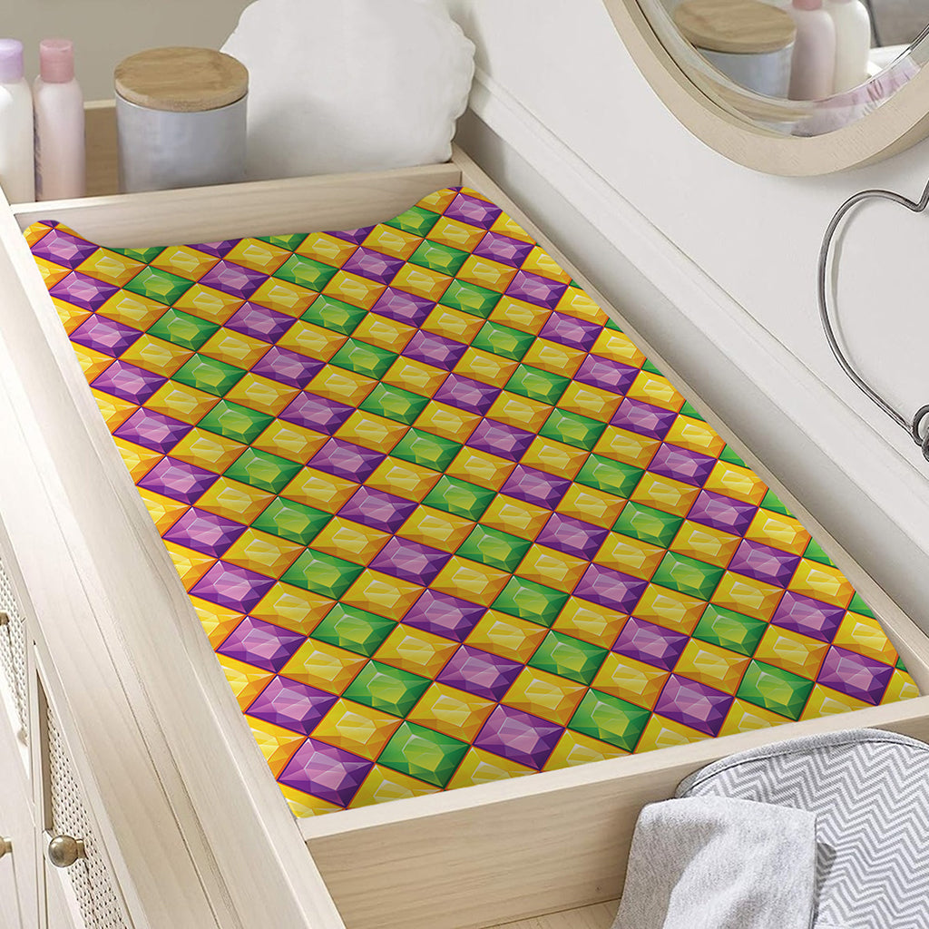 Mardi Gras Diamond Pattern Print Changing Pad Cover