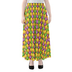 Mardi Gras Diamond Pattern Print Chiffon Maxi Skirt