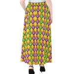 Mardi Gras Diamond Pattern Print Chiffon Maxi Skirt