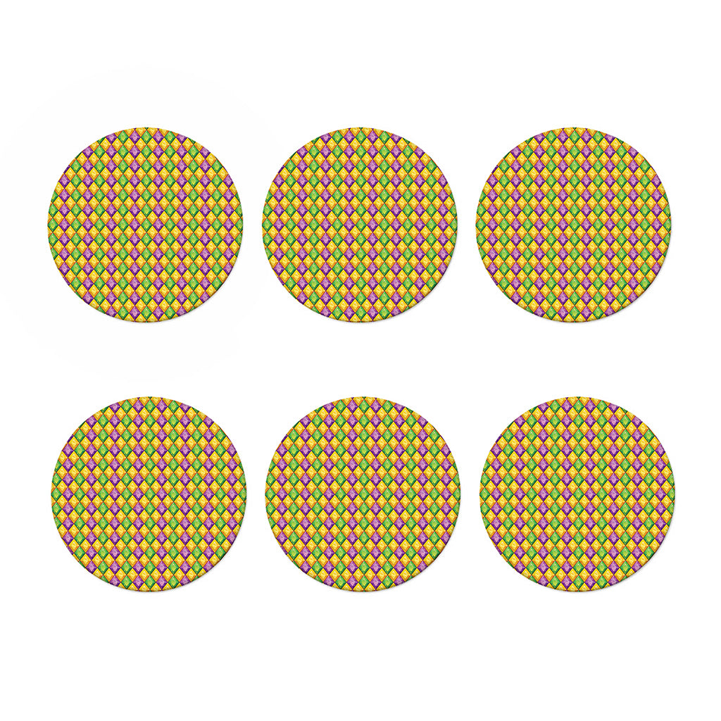 Mardi Gras Diamond Pattern Print Coaster Set
