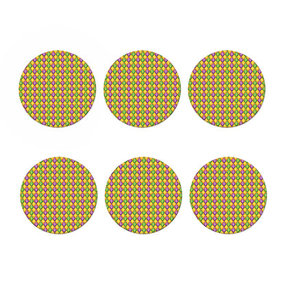 Mardi Gras Diamond Pattern Print Coaster Set