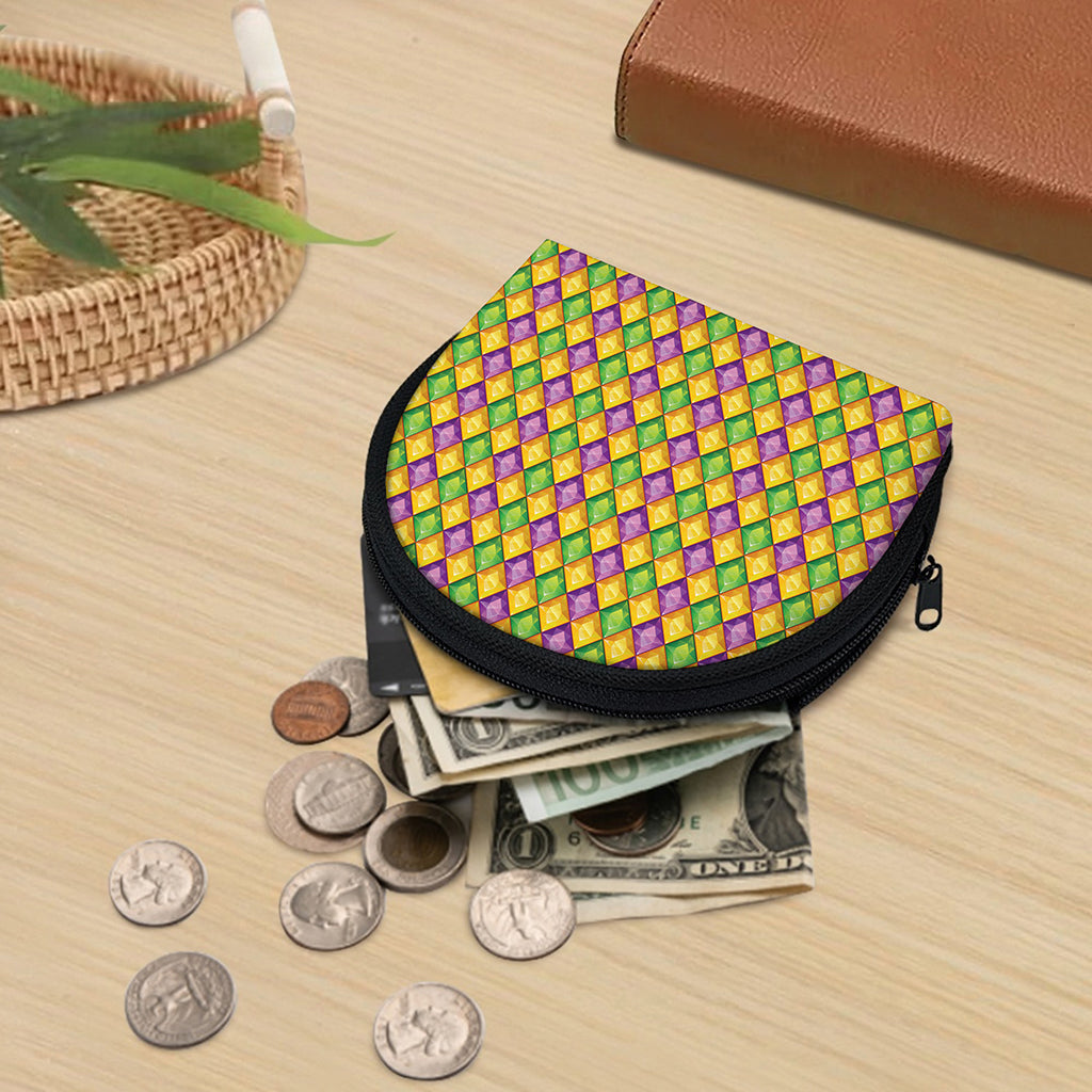 Mardi Gras Diamond Pattern Print Coin Purse