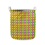 Mardi Gras Diamond Pattern Print Collapsible Laundry Basket