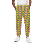 Mardi Gras Diamond Pattern Print Cotton Pants