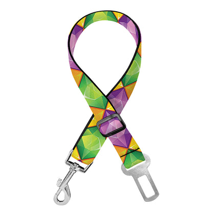 Mardi Gras Diamond Pattern Print Dog Seat Belt