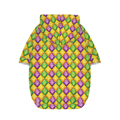 Mardi Gras Diamond Pattern Print Dog Zip Up Hoodie
