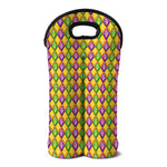 Mardi Gras Diamond Pattern Print Double Neoprene Wine Tote