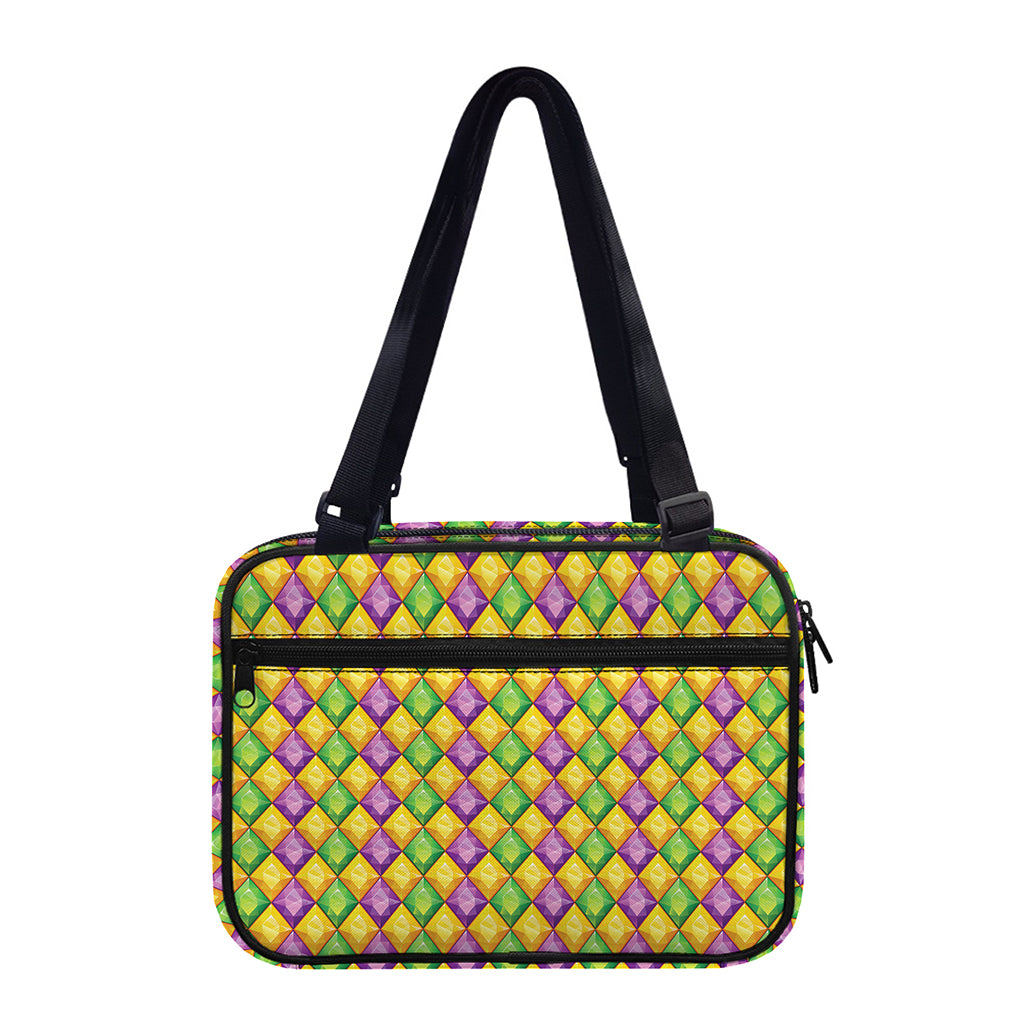 Mardi Gras Diamond Pattern Print Double Strap Bible Bag